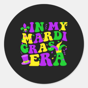 In meinem Mardi Gras Era Festival Retro Carnival H Runder Aufkleber