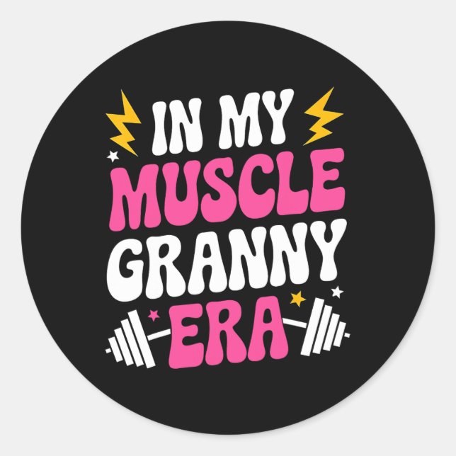 In meinem Muskel Granny Era Funny Sport Oma Gym Wo Runder Aufkleber (Vorderseite)