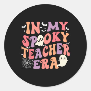 In meinem Spooky Lehrer Era Ghost Halloween Retro Runder Aufkleber