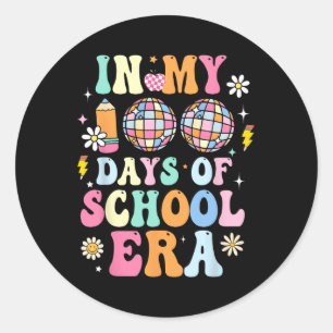 In meinen 100 Tagen der Schule Era Retro Disco 100 Runder Aufkleber