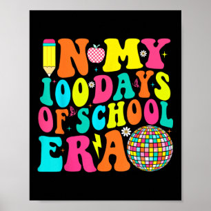 In meinen 100 Tagen Schulalter Lehrer Kinder Retro Poster