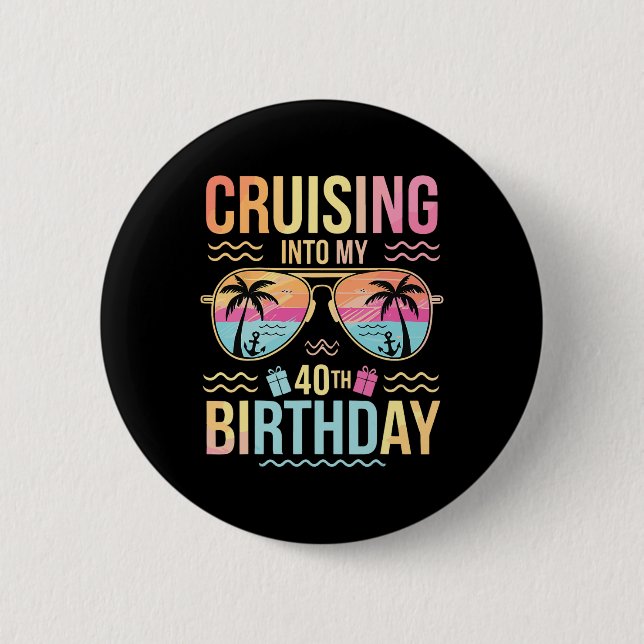 In meinen 40. Geburtstag mit tropischem Sonnenunte Button (Vorderseite)