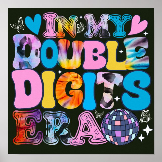 In meinen zweistelligen Ära Funny Birthday Poster (Vorne)