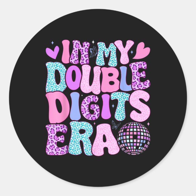 In meinen zweistelligen Zeitungen Retro 10 Jahre a Runder Aufkleber (Vorderseite)