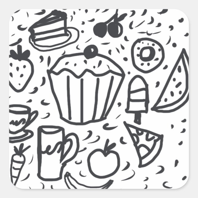 In meiner Doodle-Ära ist Kunst Spaß für sie Quadratischer Aufkleber (Vorderseite)