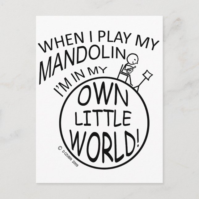 In meiner eigenen kleinen Welt Mandolin Postkarte (Vorderseite)