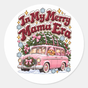 In Meiner Fröhlichen Mama-Ära Weihnachten Rosa Aut Runder Aufkleber