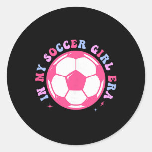 In meiner Fußball-Mädchen-Ära Retro Groovy Fußball Runder Aufkleber