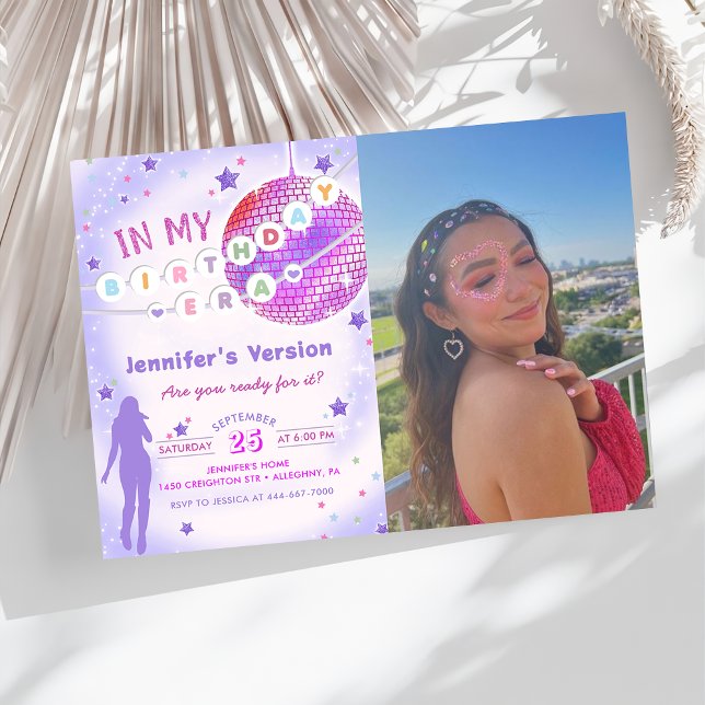 In meiner Geburtstagszeit Lila GeburtstagsFoto Einladung (Von Creator hochgeladen)