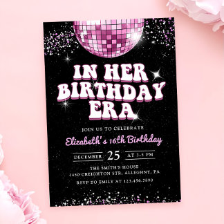 In meiner Geburtstagszeit rosa Lila Geburtstag Einladung