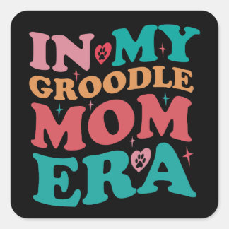 In meiner Groodle Mama Era Groovy Retro Geschenk Quadratischer Aufkleber