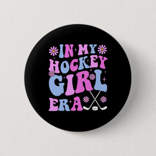 In meiner Hockey-Girl-Ära Groovy Game Day Hockey Button