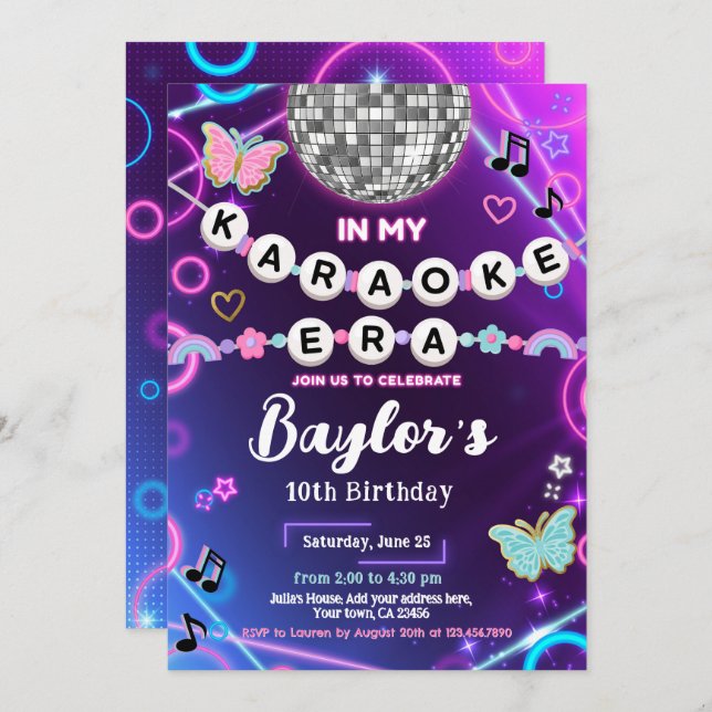 In meiner Karaoke-Party Einladung (Vorne/Hinten)