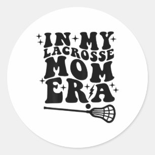 In meiner Lacrosse Mama Era Groovy Retro Mama Mütt Runder Aufkleber