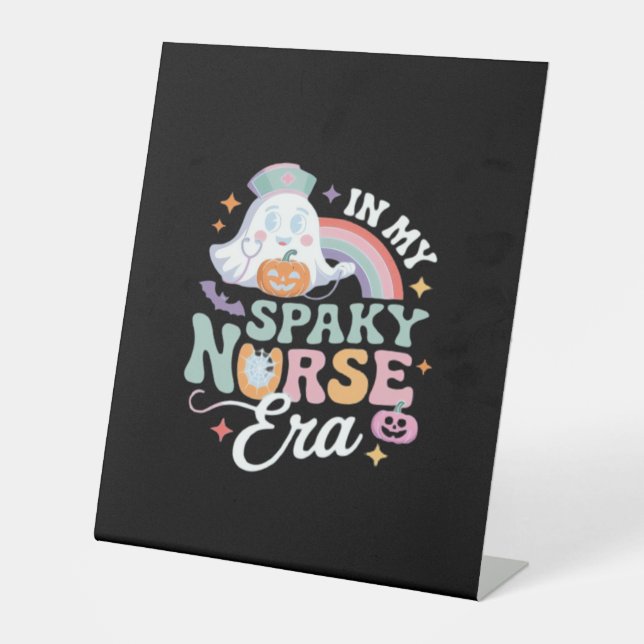 In meiner leckeren Nursezeit Halloween-Trick oder  Sockelschild (Vorderseite)