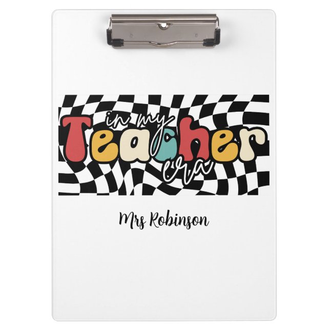 In meiner Lehrerära Retrolehrer Klemmbrett (Vorderseite)