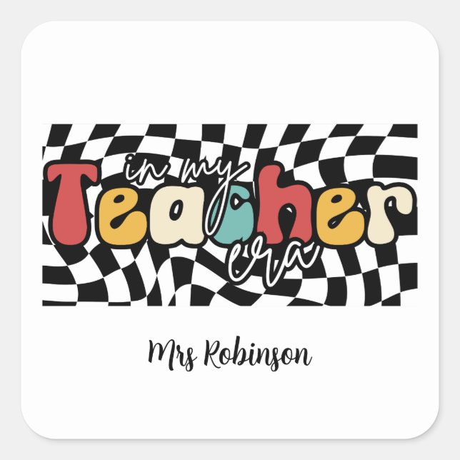 In meiner Lehrerära Retrolehrer Quadratischer Aufkleber (Vorderseite)