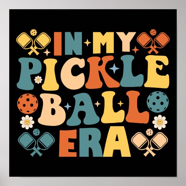 In meiner Pickleball-Ära Retro Groovy Poster (Vorne)