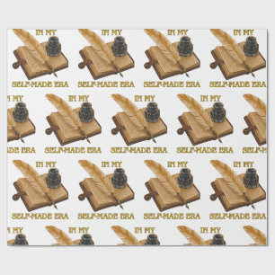 In meiner selbstgemachten Ära Vintage-Federkugelsc Geschenkpapier