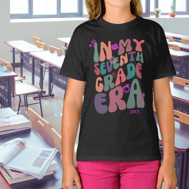 In meiner siebten Klasse Ära Neonelemente mit Jahr T-Shirt (Von Creator hochgeladen)
