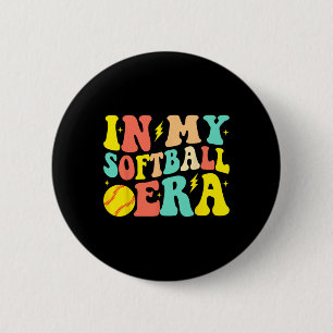 In meiner Softball-Ära Groovy Softball-Mädchen Button