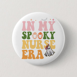 In meiner Spooky Nurse Era Halloween Groovy Ghost Button
