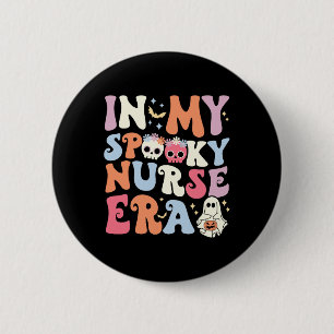 In meiner Spooky Nurse Era Halloween Groovy Witchy Button