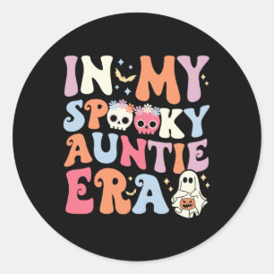 In meiner Spooky Tante Era Halloween Groovy Witchy Runder Aufkleber