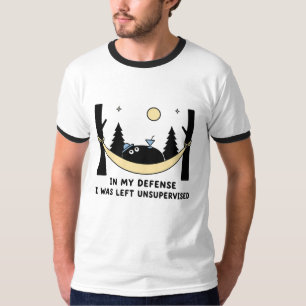 In Meiner Verteidigung Unbeaufsichtigtes Schwarzes T-Shirt