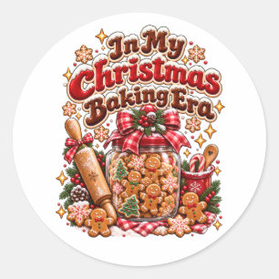 In meiner Weihnachtsback-Epoche Retro-Gingerbread Runder Aufkleber