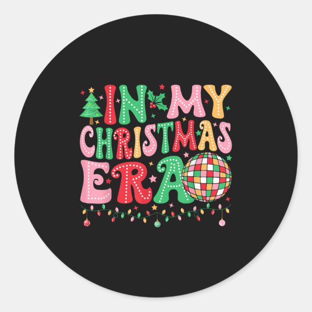 In meiner Weihnachtszeit frohe Weihnachtsbaum Weih Runder Aufkleber (Vorderseite)