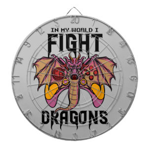 In meiner Welt kämpfe ich Drachen Dartscheibe