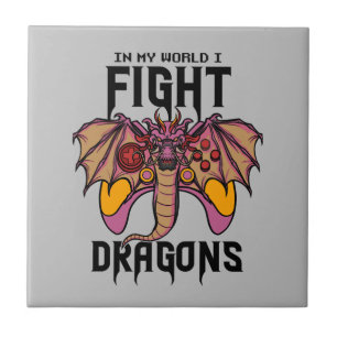 In meiner Welt kämpfe ich Drachen Fliese