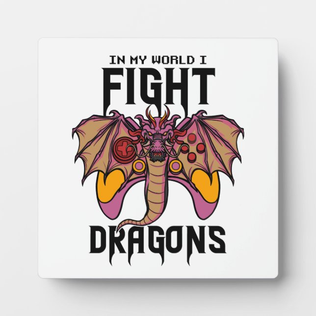 In meiner Welt kämpfe ich Drachen Fotoplatte (Vorderseite)