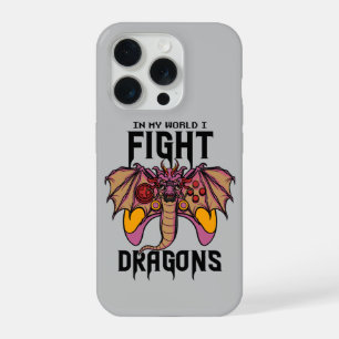 In meiner Welt kämpfe ich Drachen iPhone 15 Pro Hülle