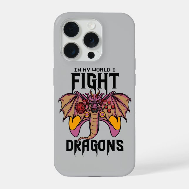 In meiner Welt kämpfe ich Drachen iPhone Hülle (Rückseite)