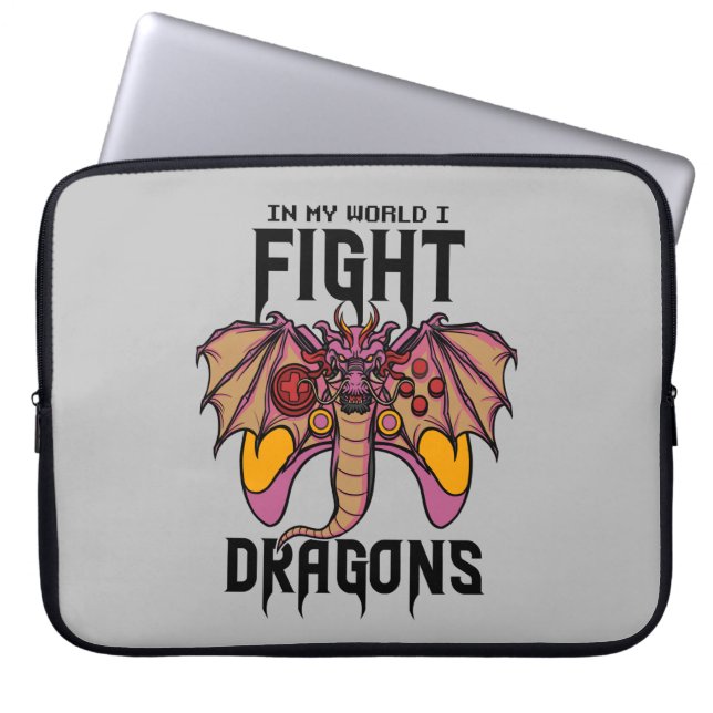 In meiner Welt kämpfe ich Drachen Laptopschutzhülle (Vorderseite)