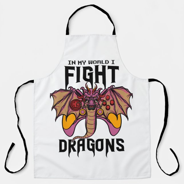 In meiner Welt kämpfe ich Drachen Schürze (Vorderseite)