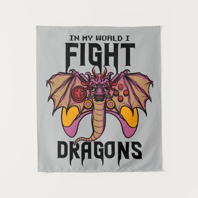 In meiner Welt kämpfe ich Drachen Wandteppich (Vorderseite)