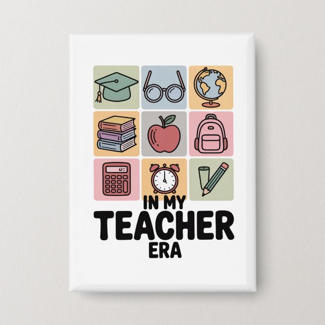 In meiner Zeit als Lehrer - Leben als Kindergarten Button (Vorderseite)