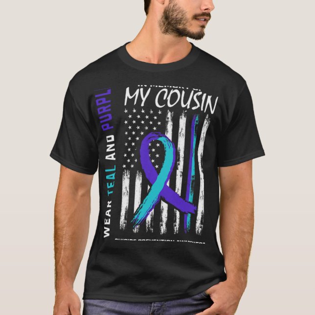 In Memory Cousin Suicide Awareness Prevention Amer T-Shirt (Vorderseite)