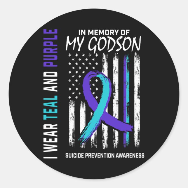 In Memory Godson Suicide Awareness Prevention Amer Runder Aufkleber (Vorderseite)