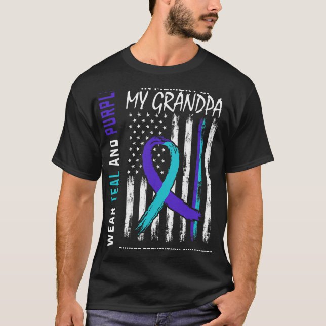 In Memory Grandpa Suicide Awareness Prevention Ame T-Shirt (Vorderseite)