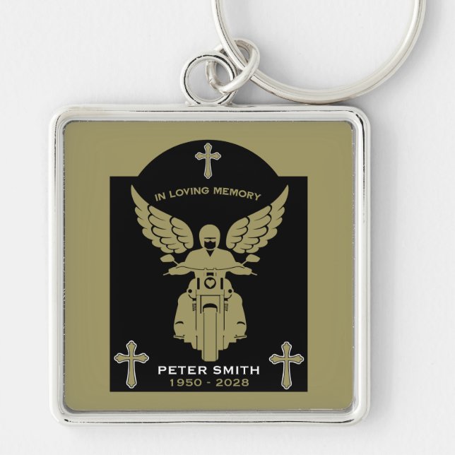 In Memory Motorbike Rider Biker Funeral Schlüsselanhänger (Vorne)