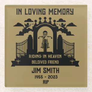 In Memory Motorradfahrer-Beerdigung Glasuntersetzer