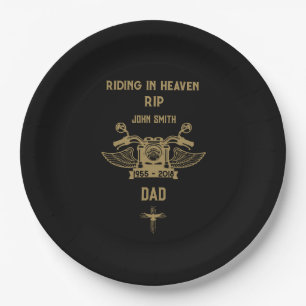 In Memory Motorradfahrer-Beerdigung Pappteller