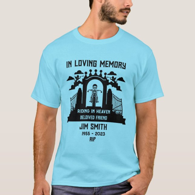 In Memory Motorradfahrer-Beerdigung T-Shirt (Vorderseite)