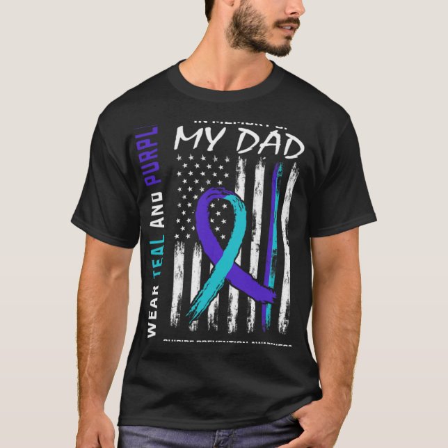 In Memory Of Dad Suicide Awareness Prevention Amer T-Shirt (Vorderseite)