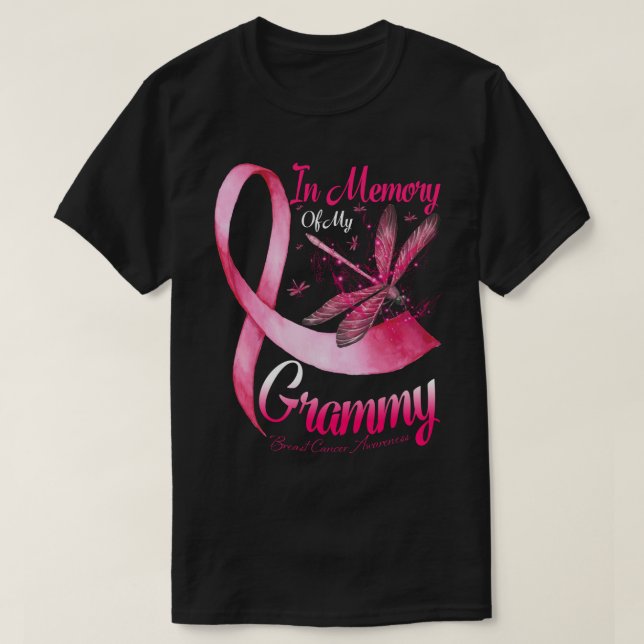 In Memory of My Grammy Dragonfly Breast Cancer Awa T-Shirt (Design vorne)