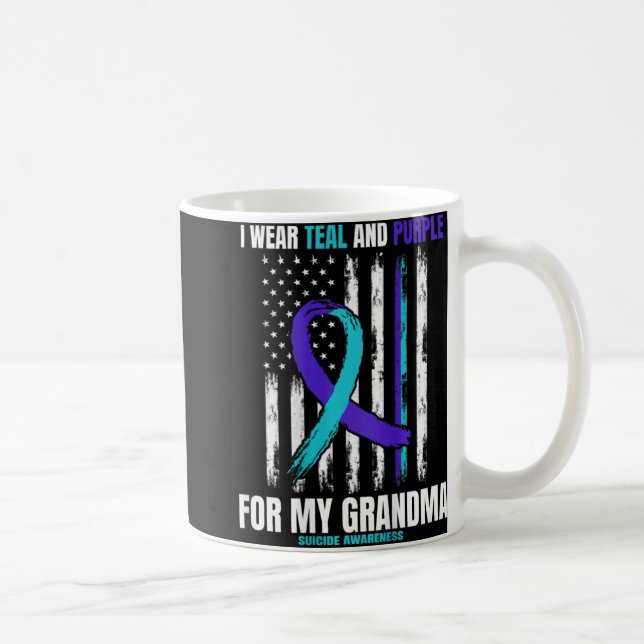In Memory Of My Grandma Suicide Awareness Flag Bac Kaffeetasse (Rechts)